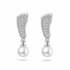 The Crystal Footprint & Pearl 92.5 Silver Drops