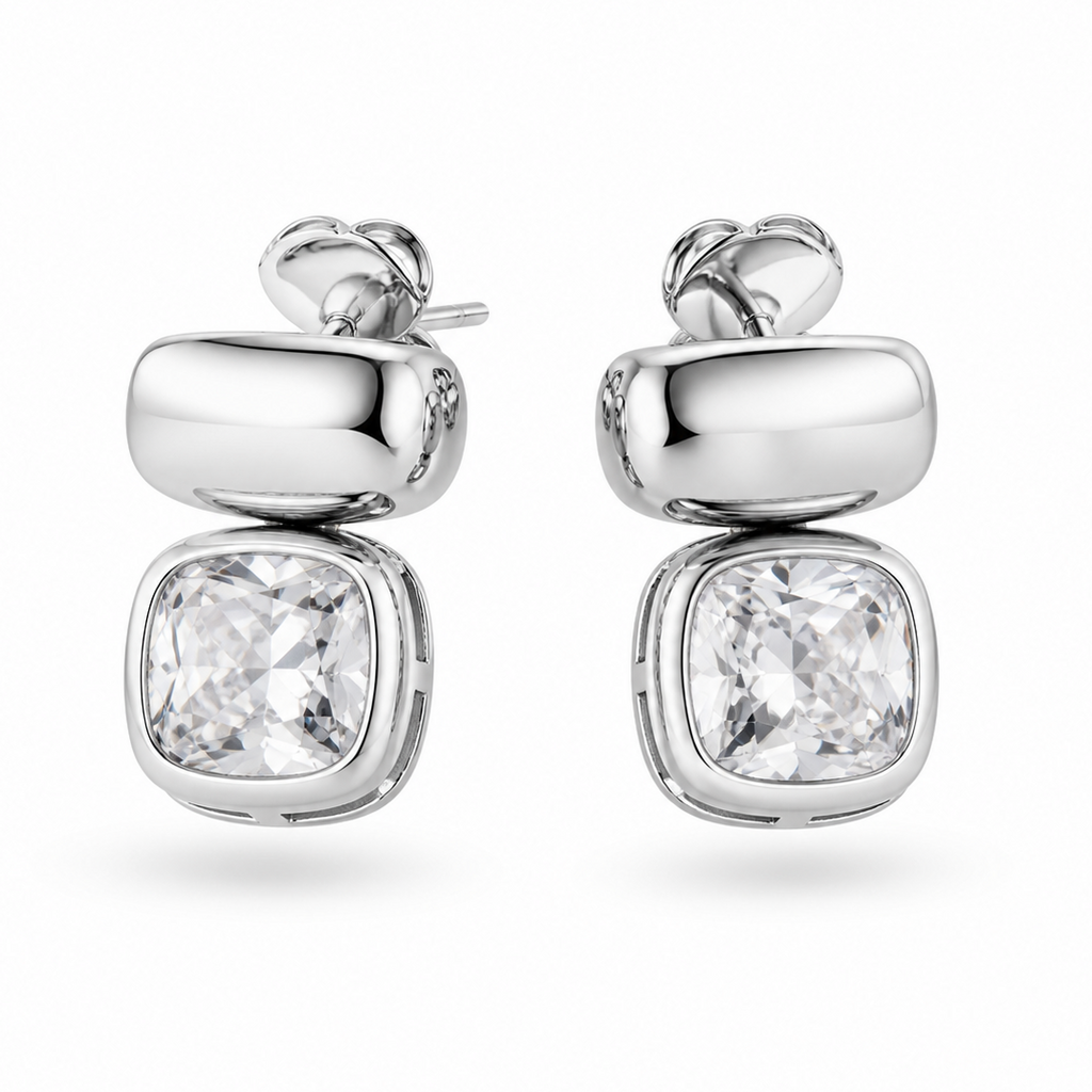 Minimalist Bold Solitaire 92.5 Silver Earrings