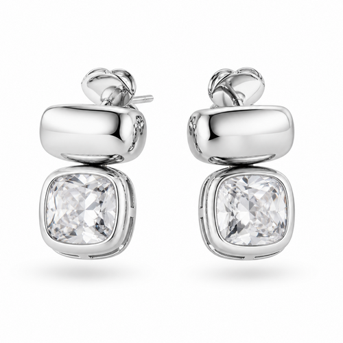 Minimalist Bold Solitaire 92.5 Silver Earrings