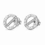 The Engraved Disc & Crystal Bar 92.5 Silver Studs