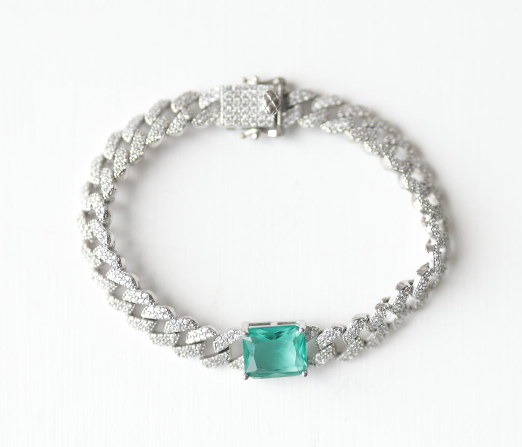 The Vega Silver Emerald-Cut Cuban Bracelet