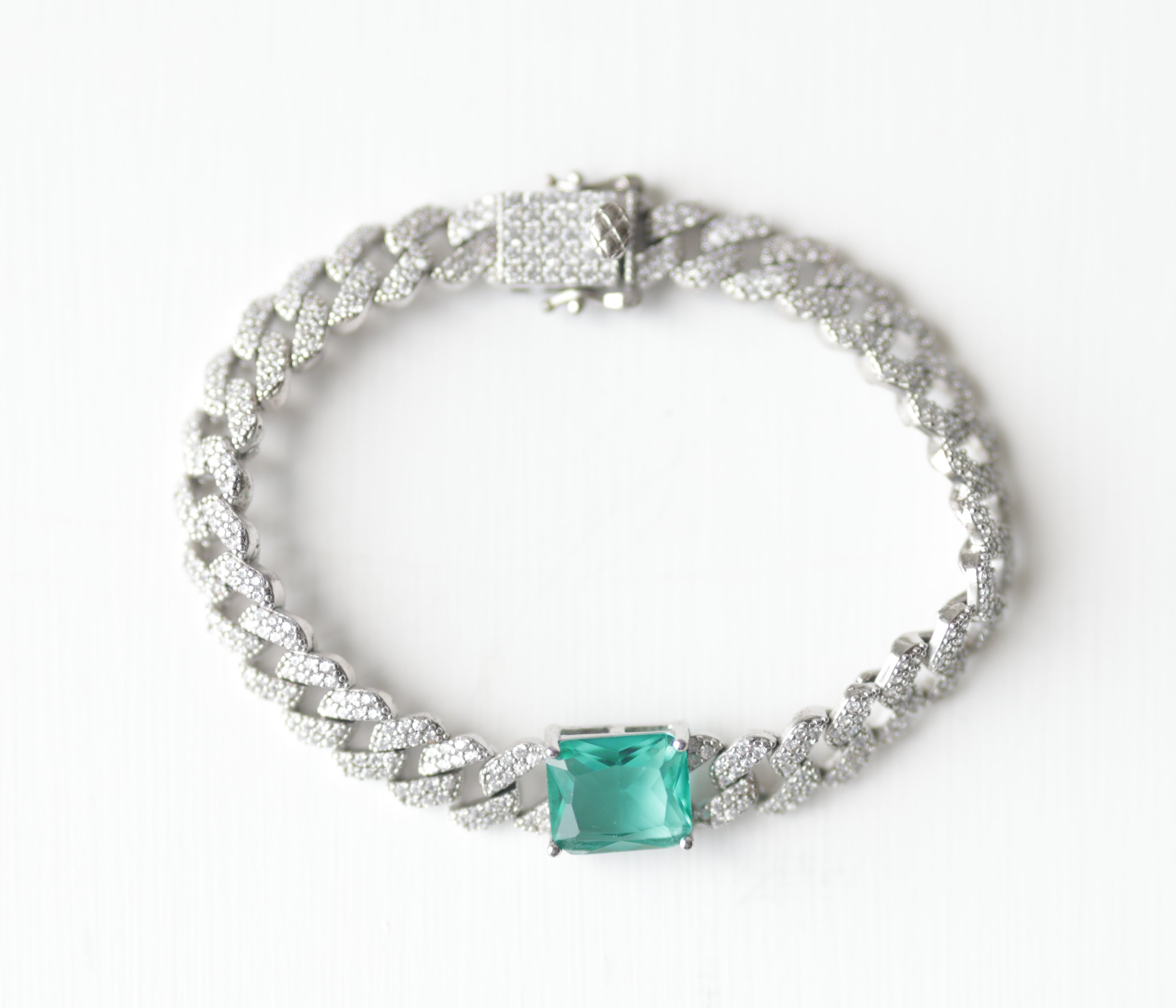 The Vega Silver Emerald-Cut Cuban Bracelet