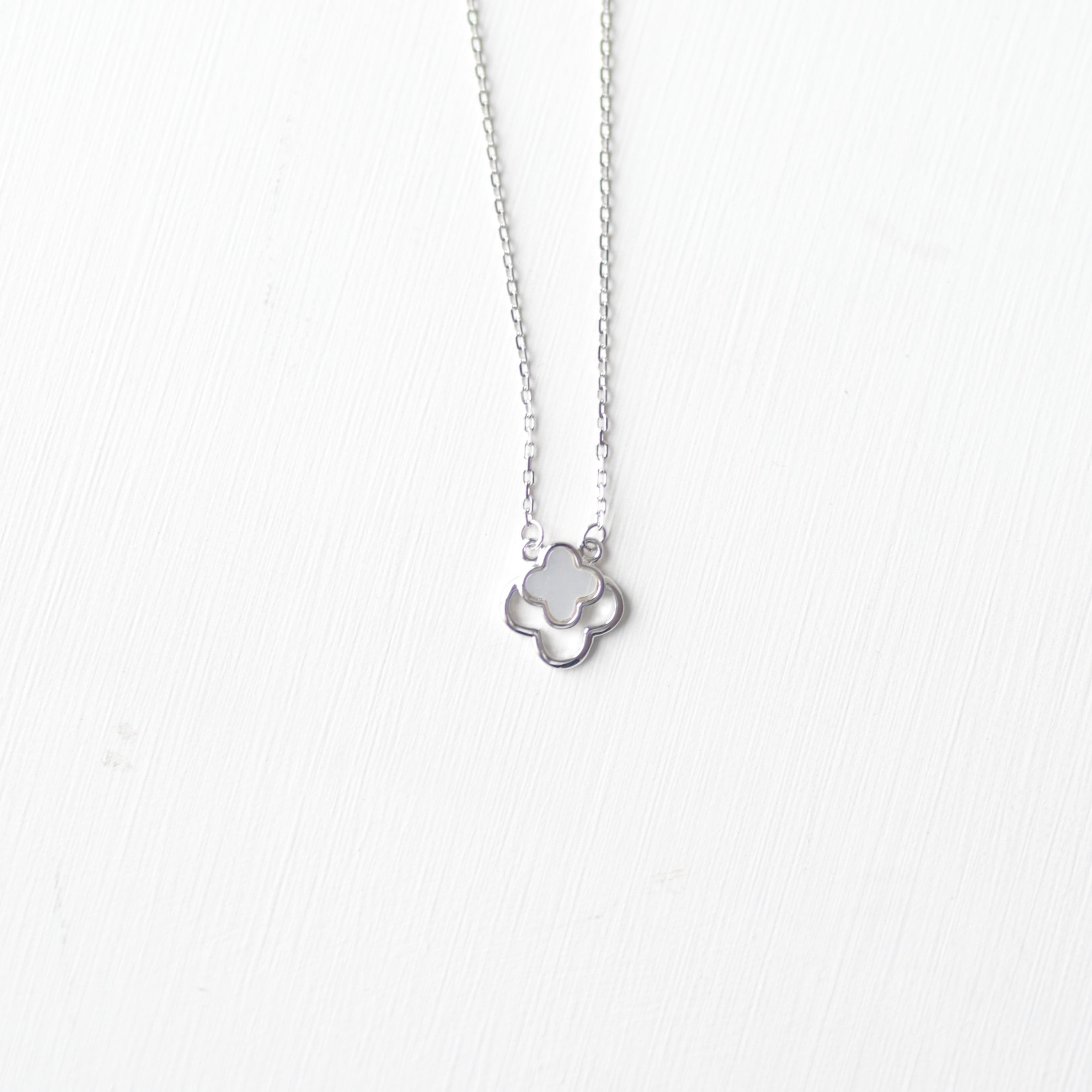 The Vega Mother-of-Pearl Double Clover Necklace
