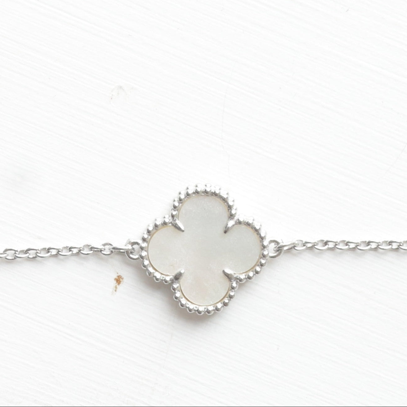 The Vega Silver Mother of Pearl Clover Bracelet