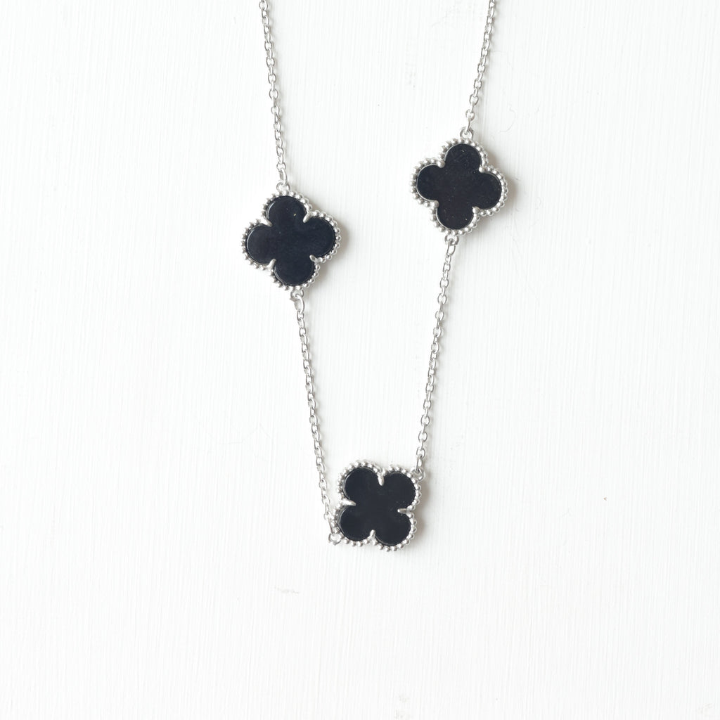 The Vega Onyx Triple Clover Necklace