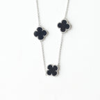 The Vega Onyx Triple Clover Necklace