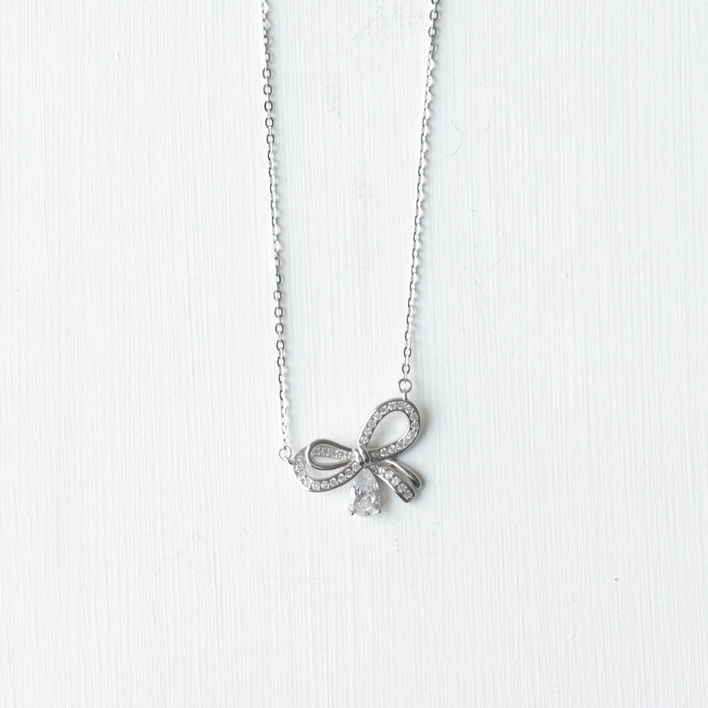 The Vega Crystal Ribbon & Drop Necklace