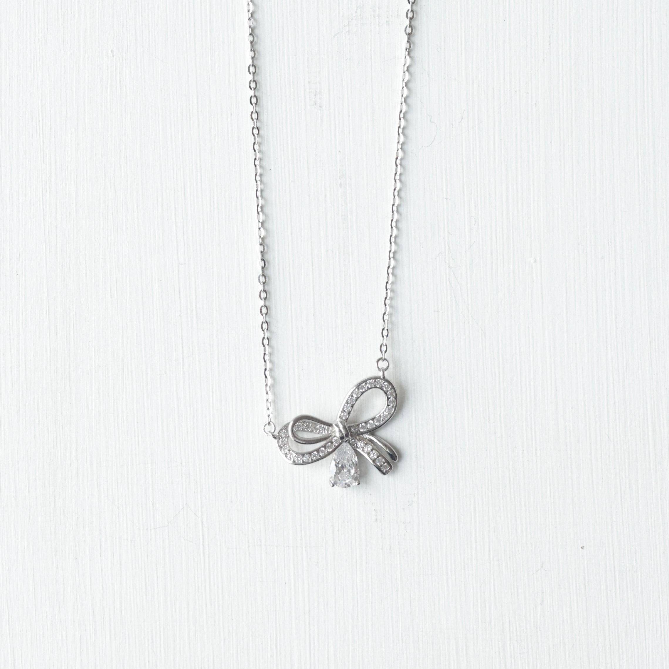 The Vega Crystal Ribbon & Drop Necklace
