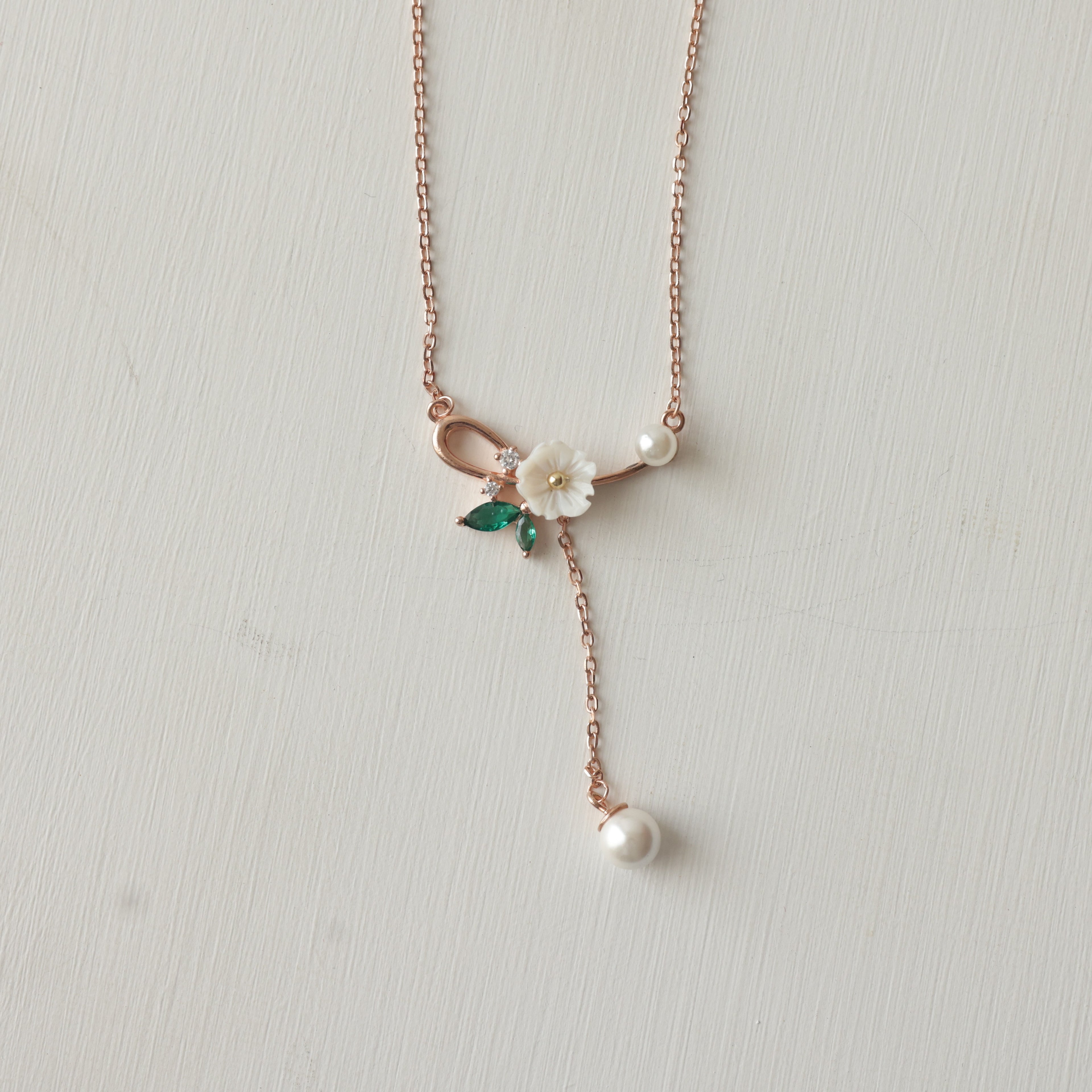 The Rose Gold Blossom Y-Necklace