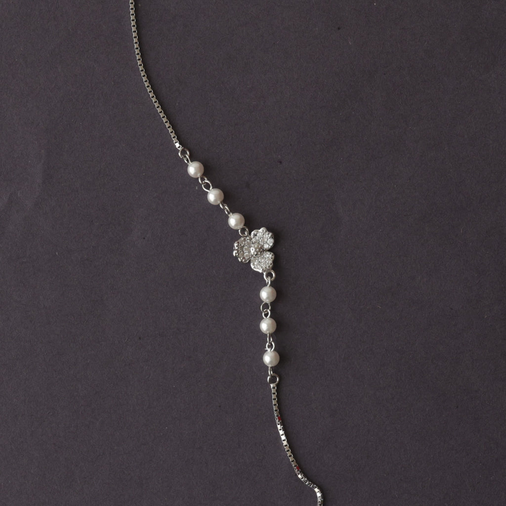 The Vega Silver Pearl & Blossom Bracelet