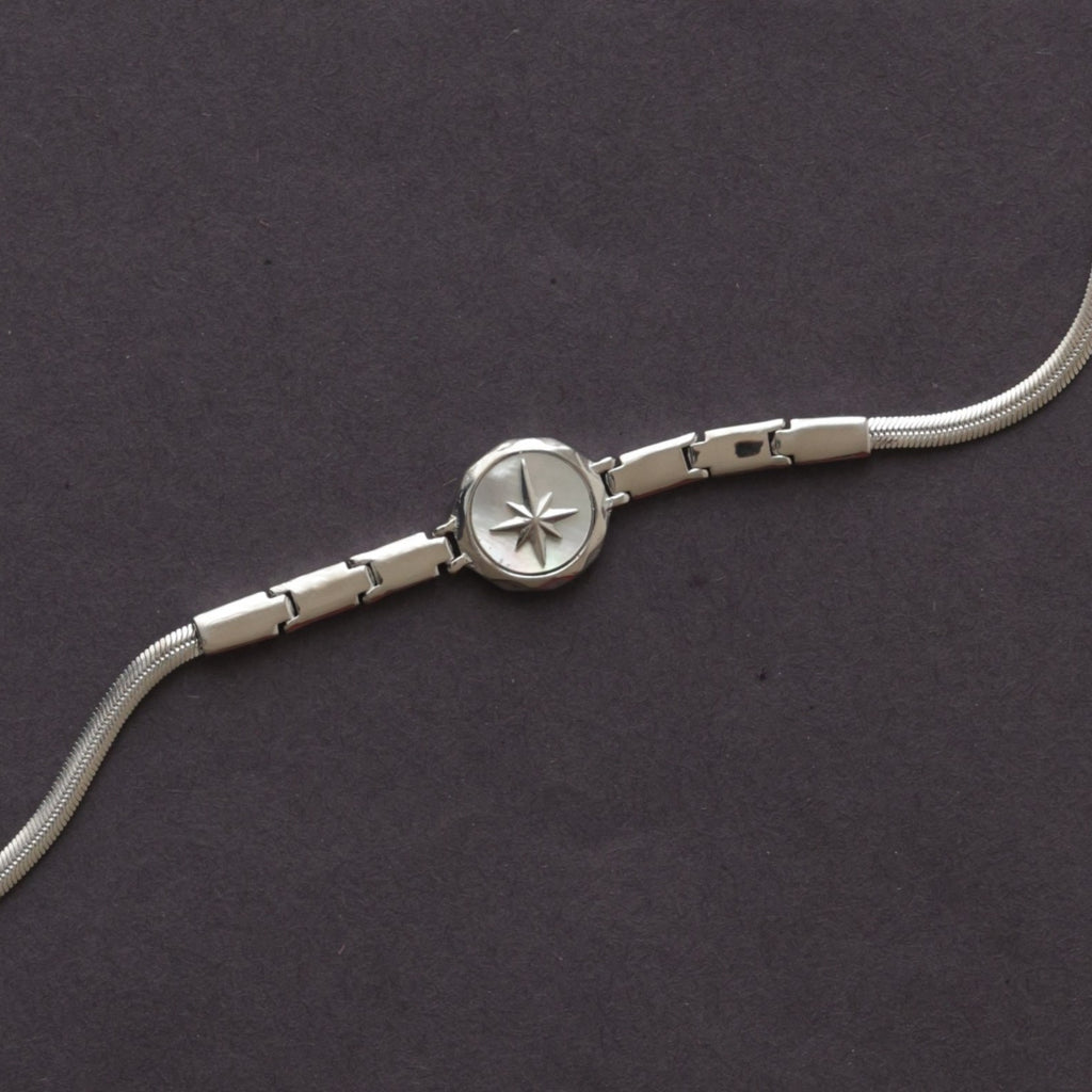 The Vega Silver North Star Compass Bracelet