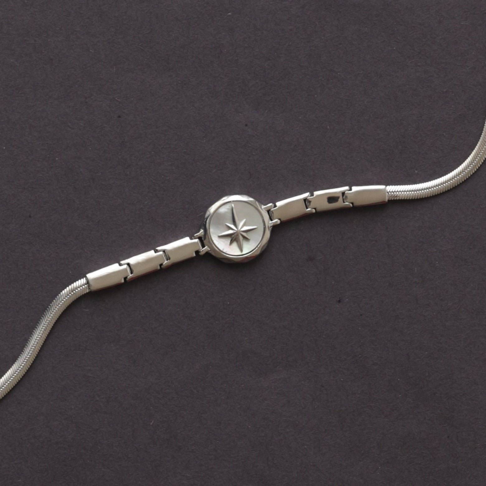 The Vega Silver North Star Compass Bracelet