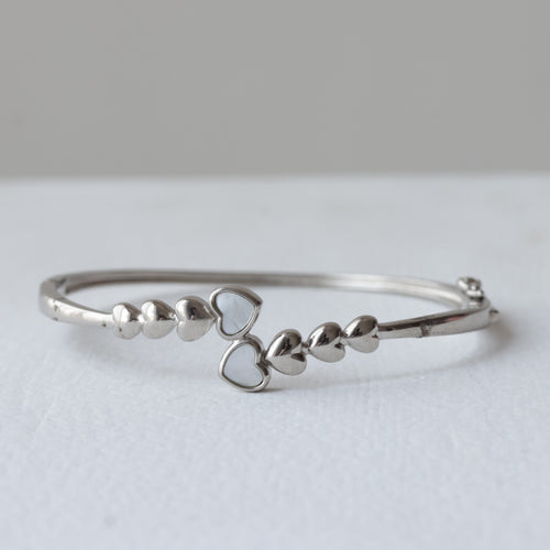 Mother of Pearl Twin Heart 92.5 silver Kada