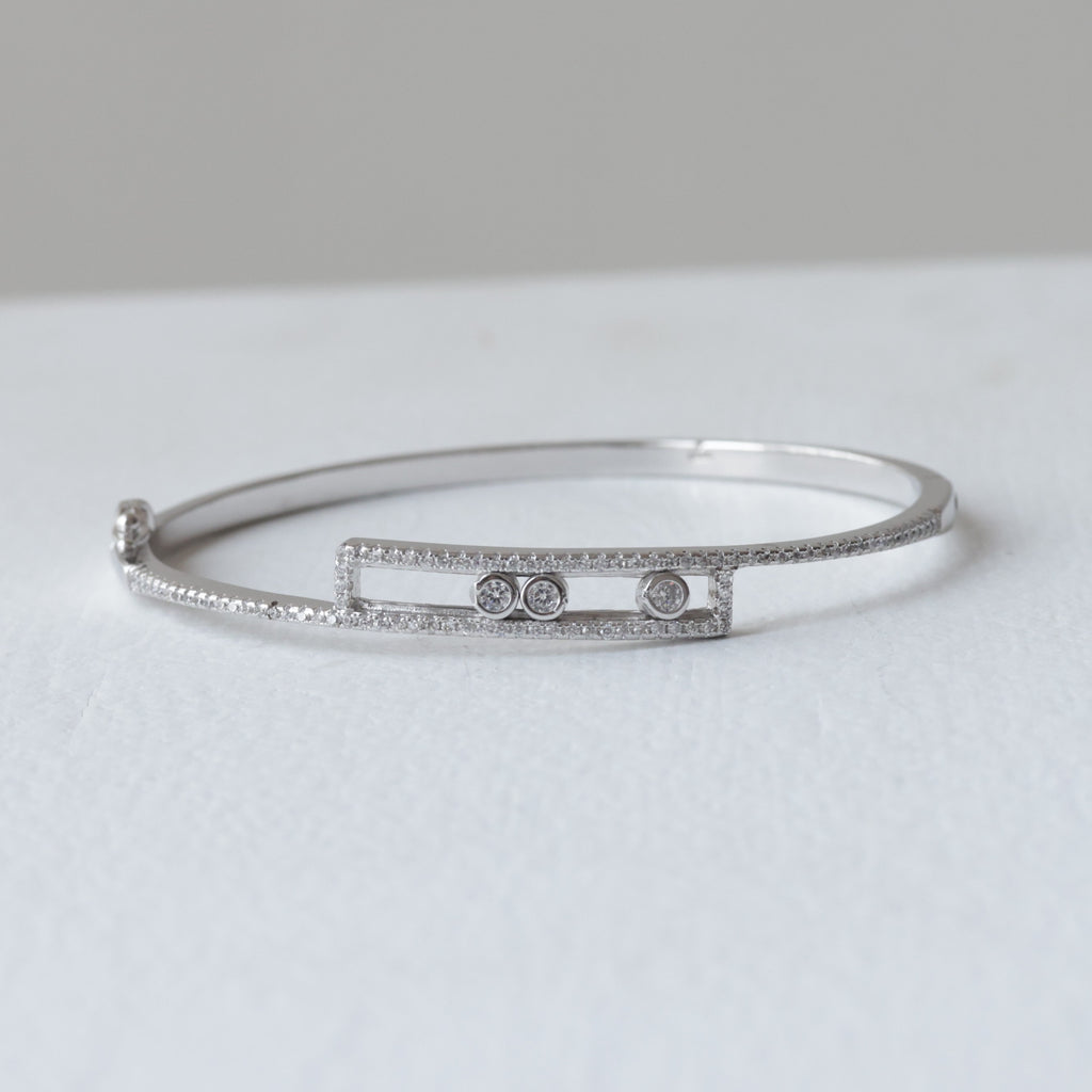 Modern Geometric Pavé 92.5 Silver kada