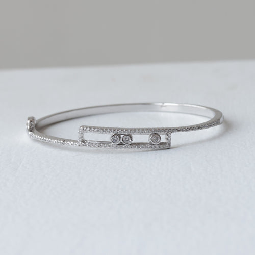 Modern Geometric Pavé 92.5 Silver kada