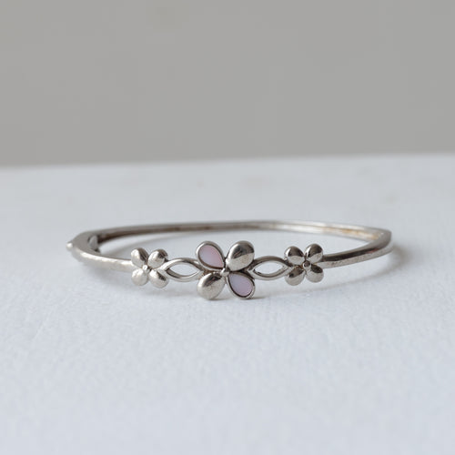 Soft Pink Blossom 92.5 Silver Bangle