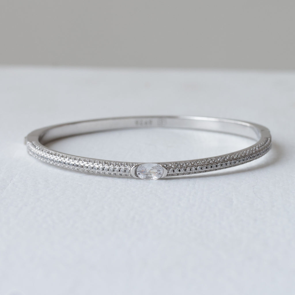 Minimalist Diamond-Style 92.5 Silver Kada