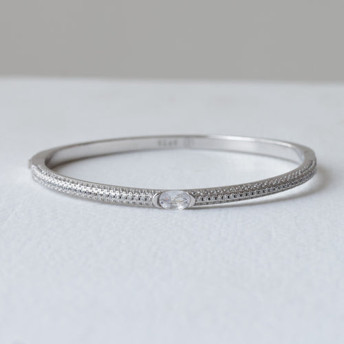 Minimalist Diamond-Style 92.5 Silver Kada
