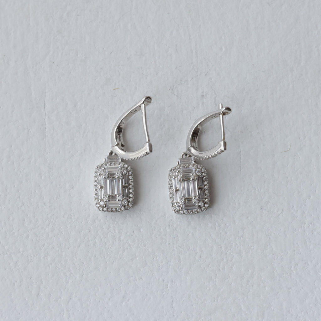 Luxe Crystal Rectangle 92.5 Silver EARING