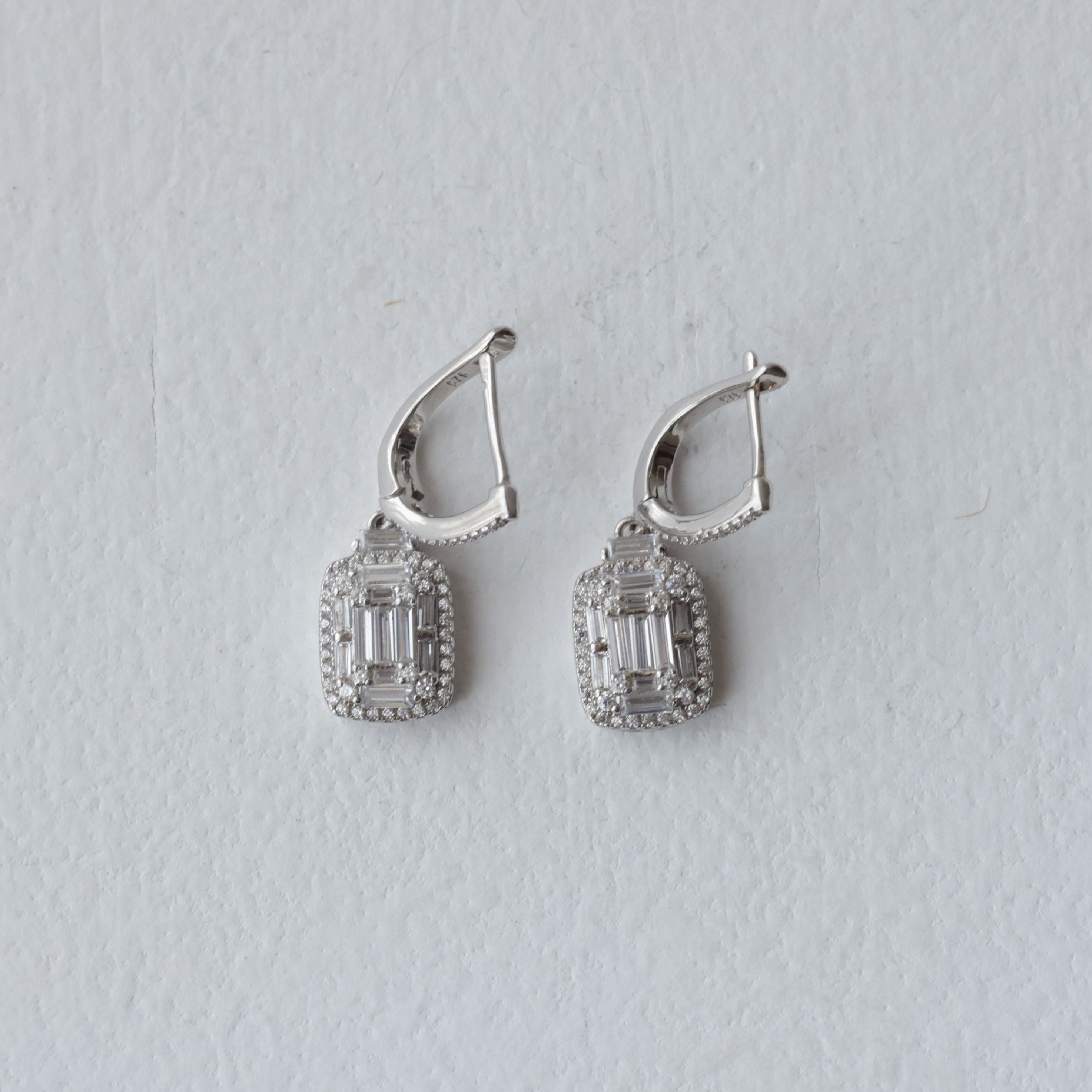 Luxe Crystal Rectangle 92.5 Silver EARING