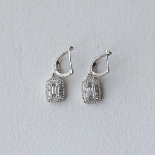 Luxe Crystal Rectangle 92.5 Silver EARING