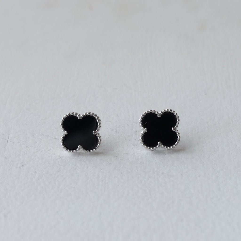Classic Onyx-Style 92.5 Silver Alhambra Earrings