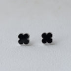Classic Onyx-Style 92.5 Silver Alhambra Earrings