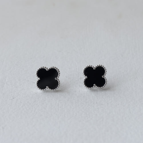 Classic Onyx-Style 92.5 Silver Alhambra Earrings