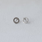 The Engraved Disc & Crystal Bar 92.5 Silver Studs