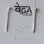 Modern Geometric Nail 92.5 Silver Earrings