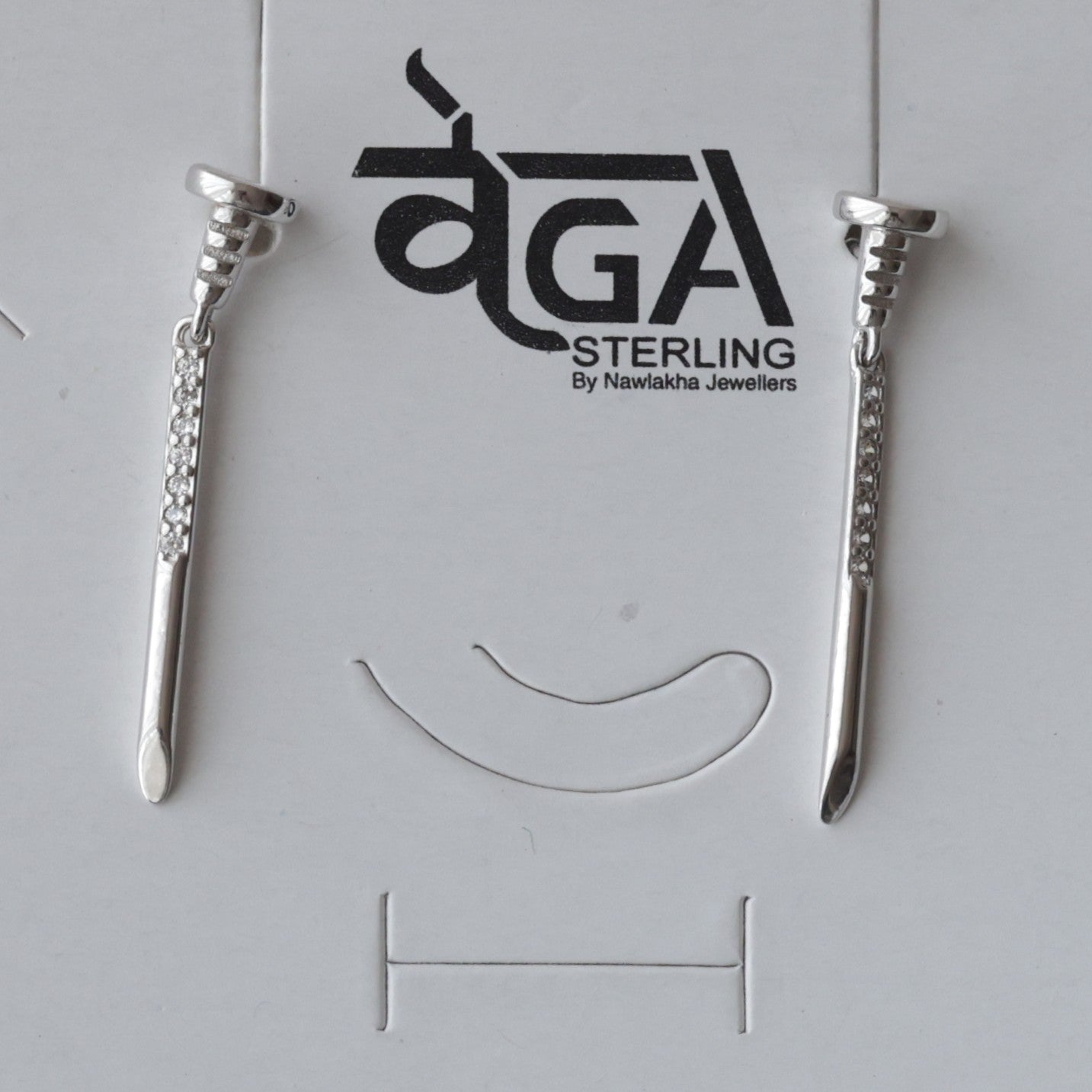 Modern Geometric Nail 92.5 Silver Earrings