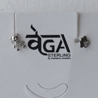 Petite Teddy and Paw Print 92.5 Silver Studs
