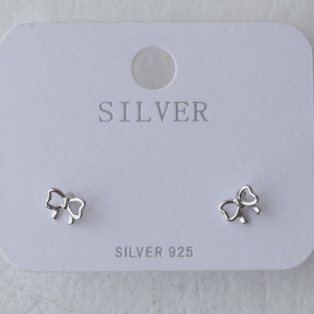 Classic Silver Sweetheart Bow Studs