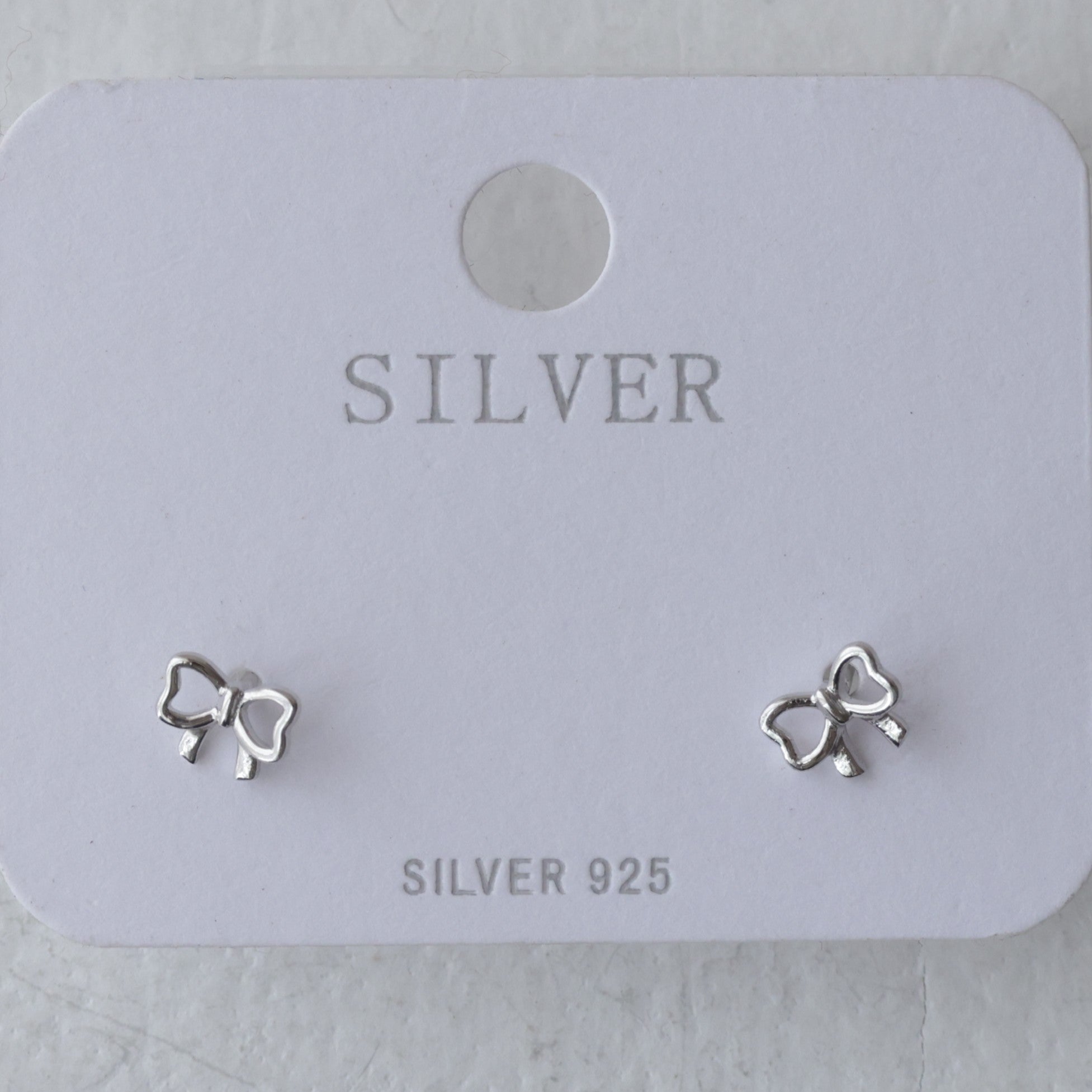 Classic Silver Sweetheart Bow Studs