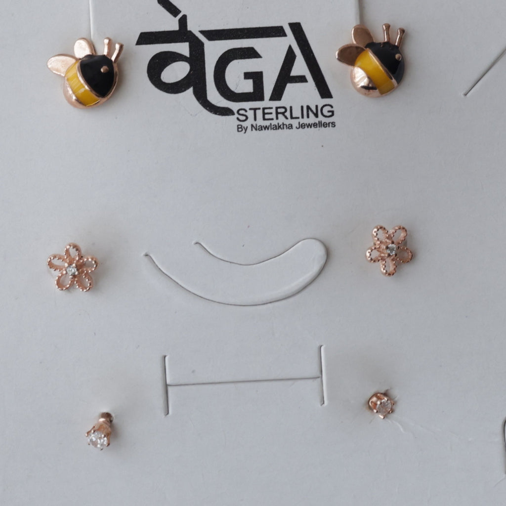 The Garden Party Trio 92.5 Silver Stud Set