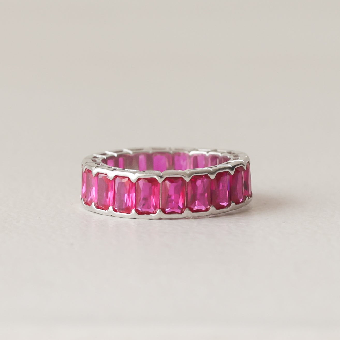 The Vega Magenta Emerald-Cut Band