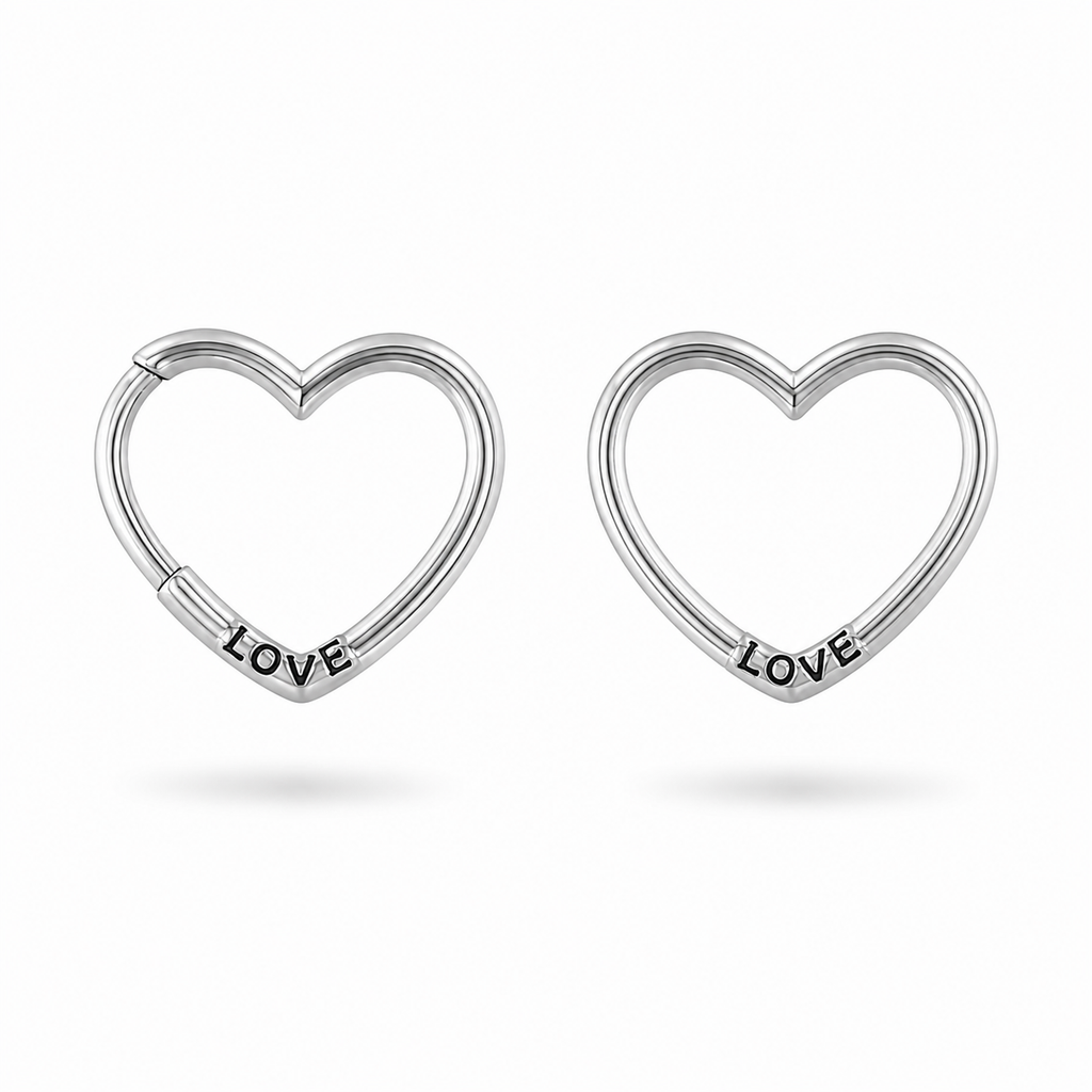 Sentiment 'LOVE' 92.5 Silver Small Hoops