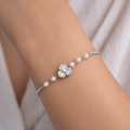 The Vega Silver Pearl & Blossom Bracelet