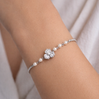 The Vega Silver Pearl & Blossom Bracelet
