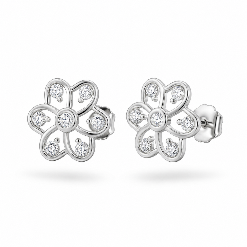 Classic Floral Cluster 92.5 Silver Earrings