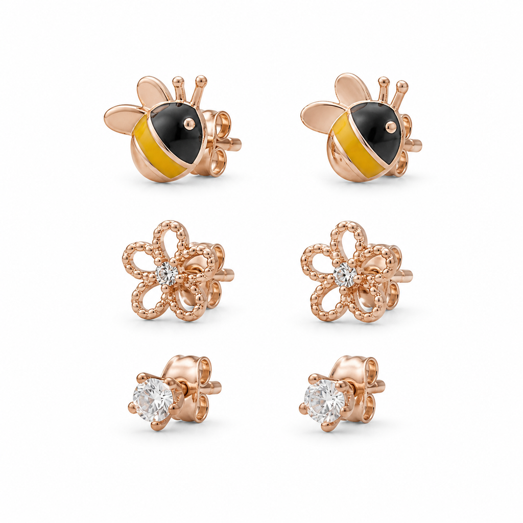 The Garden Party Trio 92.5 Silver Stud Set