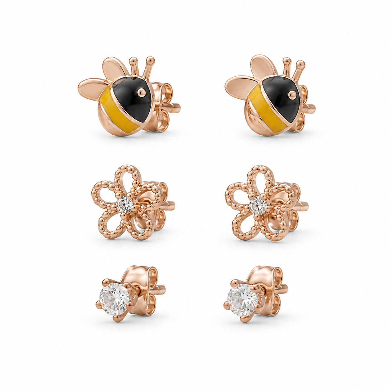 The Garden Party Trio 92.5 Silver Stud Set