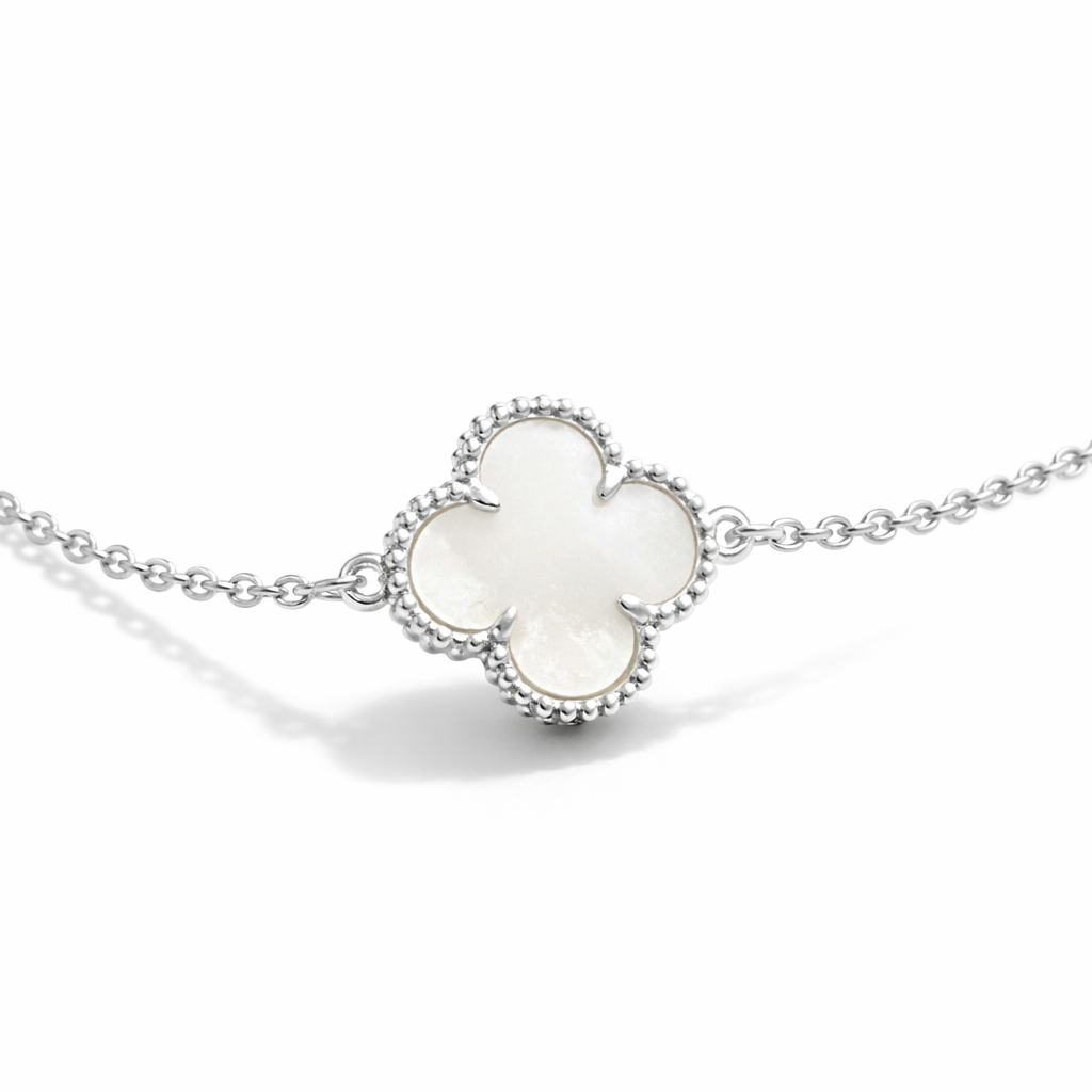 The Vega Silver Mother of Pearl Clover Bracelet
