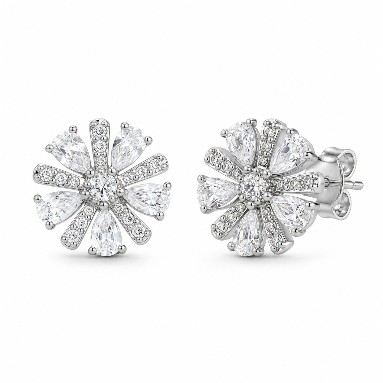 Sparkling Floral Symphony 92.5 Silver Earrings