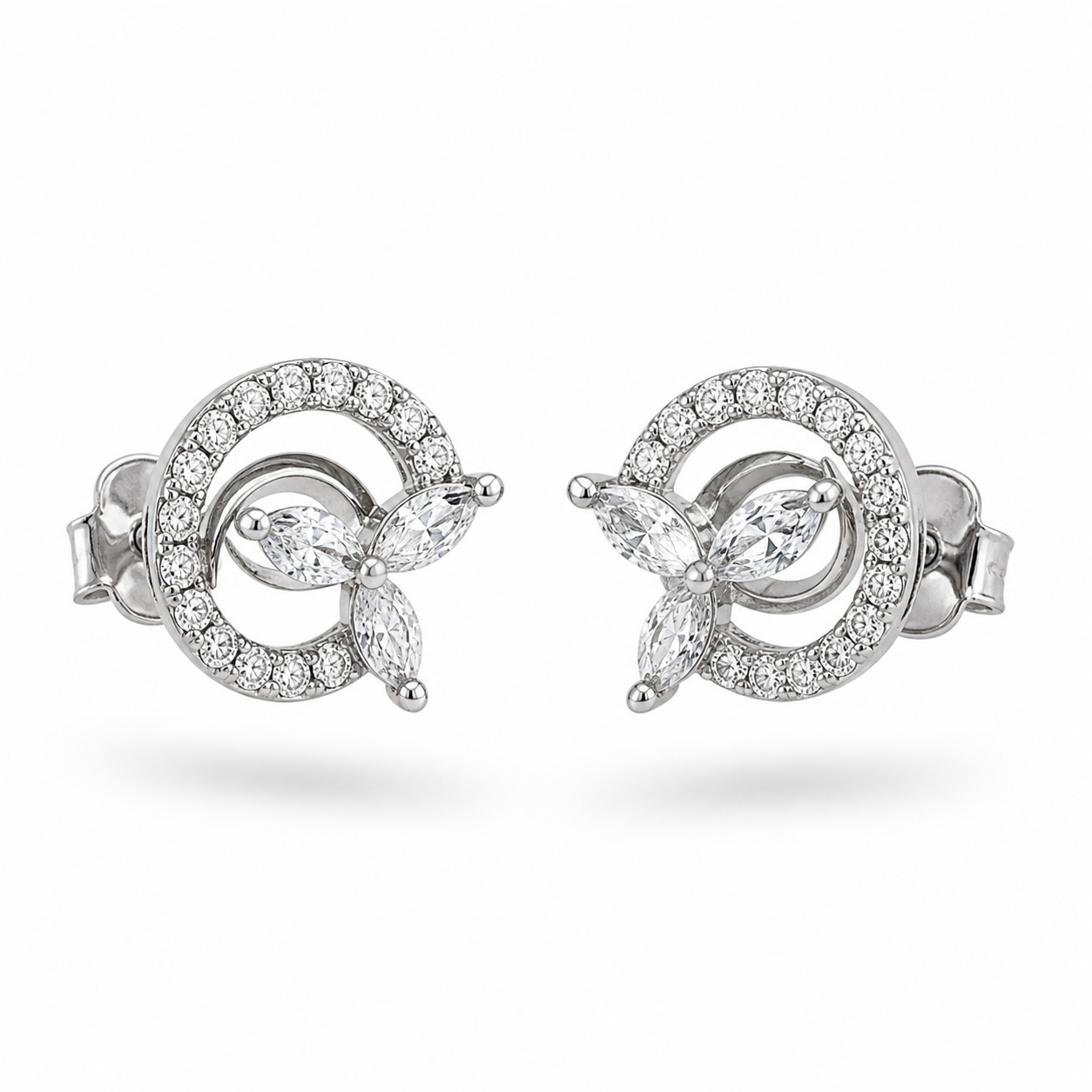 Sparkling Orbit Petal 92.5 Silver Studs