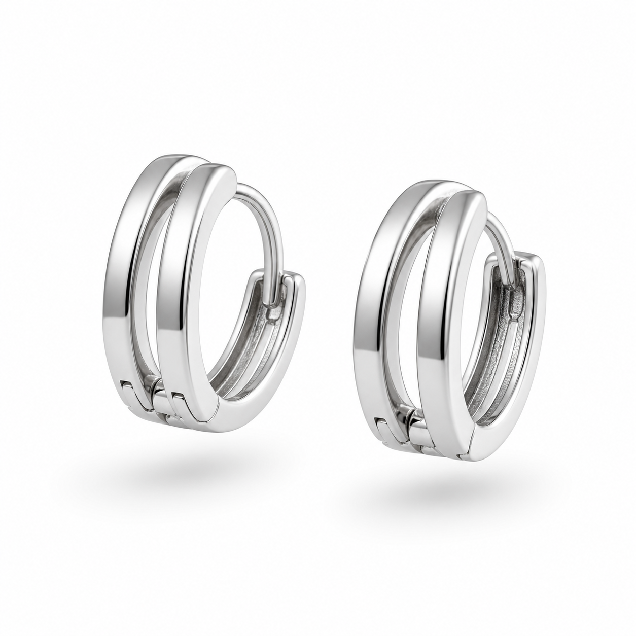 The Polished Dual-Band 92.5 Silver Huggies