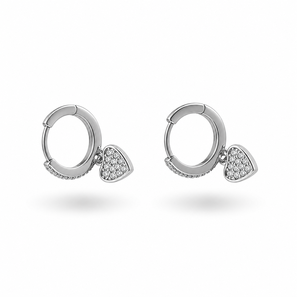 Romantic Crystal Heart 92.5 Silver Dangles
