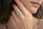 The Aqua Radiance Triple-Row Ring