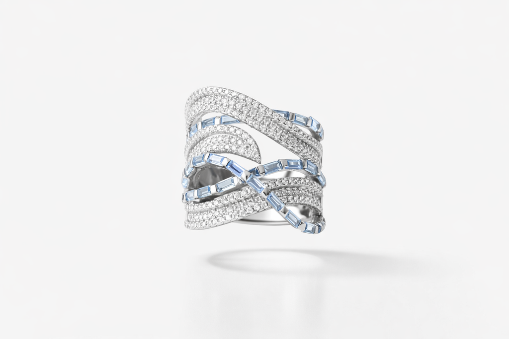 The Azure Interlace Statement Ring