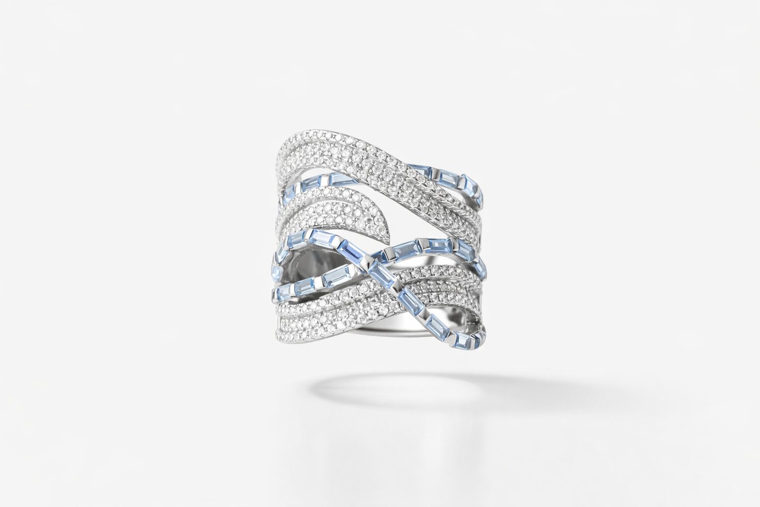 The Azure Interlace Statement Ring